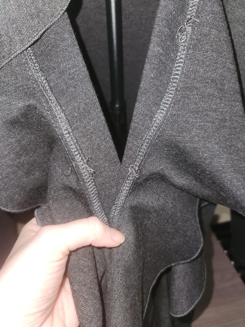 Cupio Charcoal Gray Ruffle-Front Women's Sweater Cardigan - Picture 3 of 5